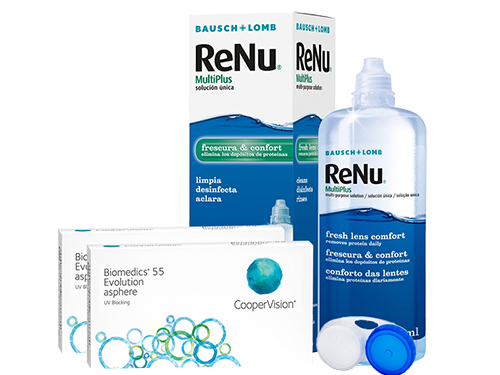 Lentillas Biomedics 55 Evolution + Renu Multiplus - Packs