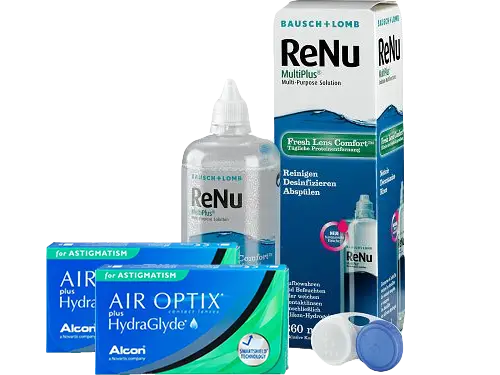 Lentillas Air Optix Plus HydraGlyde for Astigmatism + Renu Multiplus - Packs