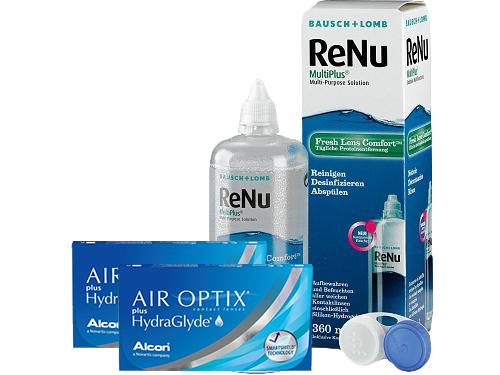 Lentillas Air Optix Plus HydraGlyde + Renu Multiplus - Packs