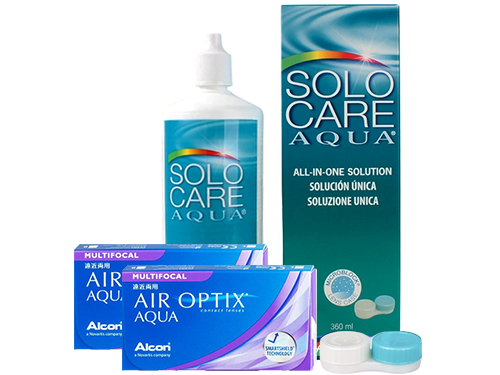 Lentillas Air Optix Aqua Multifocal + Solo Care Aqua - Packs