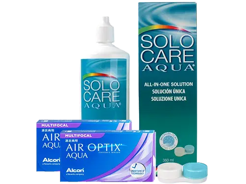 Lentillas Air Optix Aqua Multifocal + Solo Care Aqua - Packs