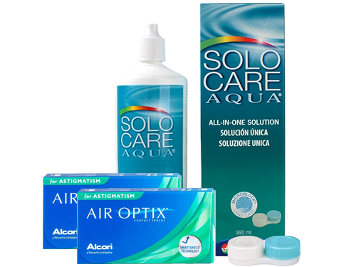Lentillas Air Optix for Astigmatism + Solo Care Aqua - Packs