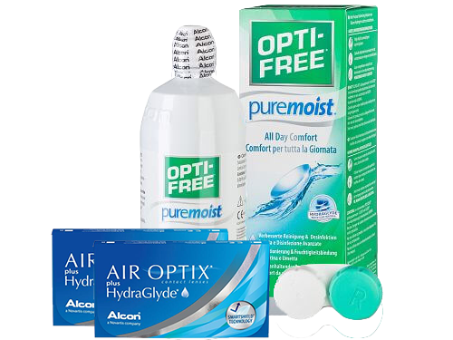 Lentillas Air Optix Plus HydraGlyde + Opti-Free PureMoist - Packs