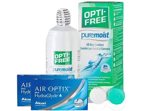 Lentillas Air Optix Plus HydraGlyde + Opti-Free PureMoist - Packs