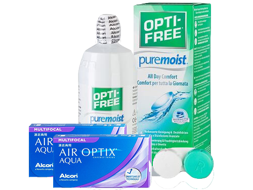 Lentillas Air Optix Aqua Multifocal + Opti-Free PureMoist - Packs