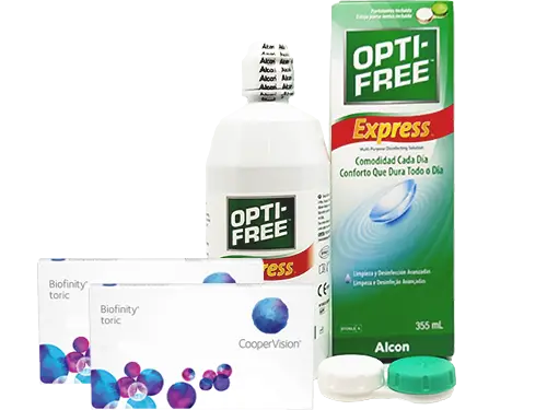 Lentillas Biofinity Toric + Opti-Free Express - Packs