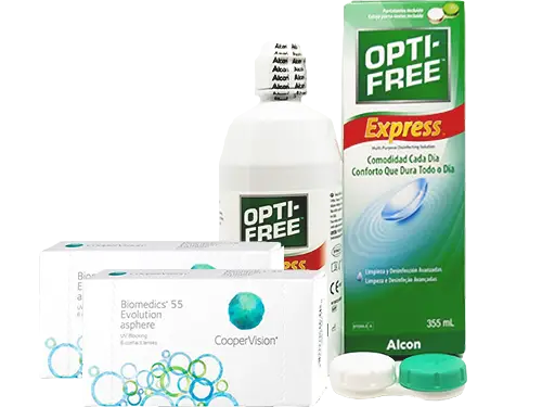 Lentillas Biomedics 55 Evolution + Opti-Free Express - Packs