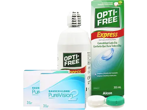 Lentillas Purevision 2HD + Opti-Free Express - Packs