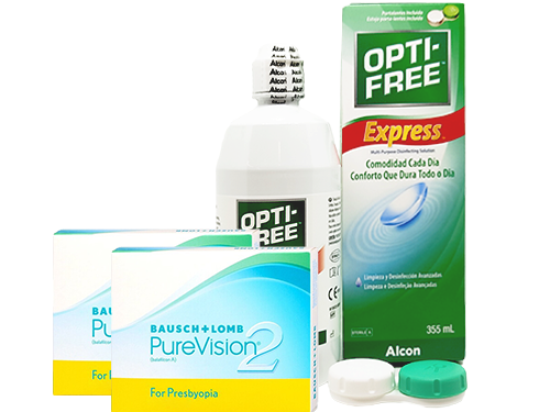 Lentillas Purevision 2 for Presbyopia + Opti-Free Express - Packs