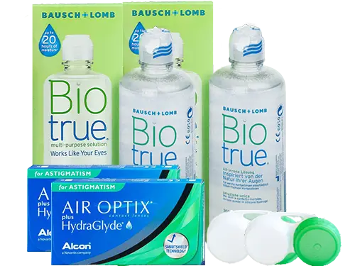 Lentillas Air Optix Plus HydraGlyde for Astigmatism + Biotrue - Packs