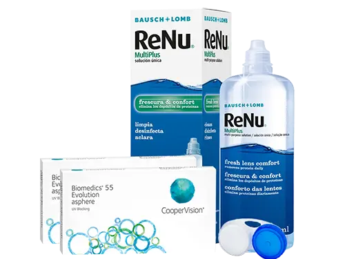 Lentillas Biomedics 55 Evolution + Renu Multiplus - Packs