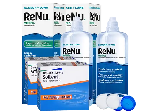 Lentillas Soflens Toric for Astigmatism + Renu Multiplus - Packs